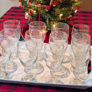 12 Pottery Barn 12 ounce French Cafe Le Petit Oiseau Goblets NEW!